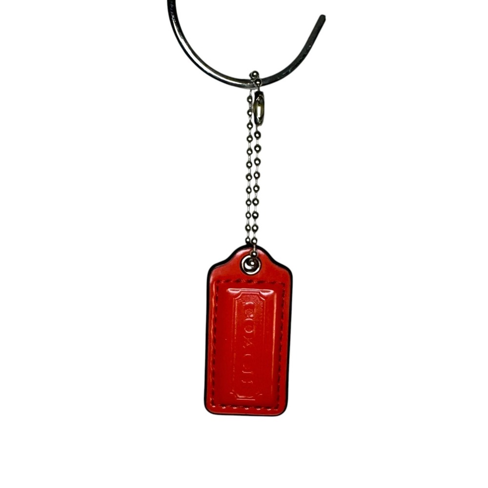 Coach Hangtag Small Red Patent Leather Embossed Logo Bag Charm Keychain